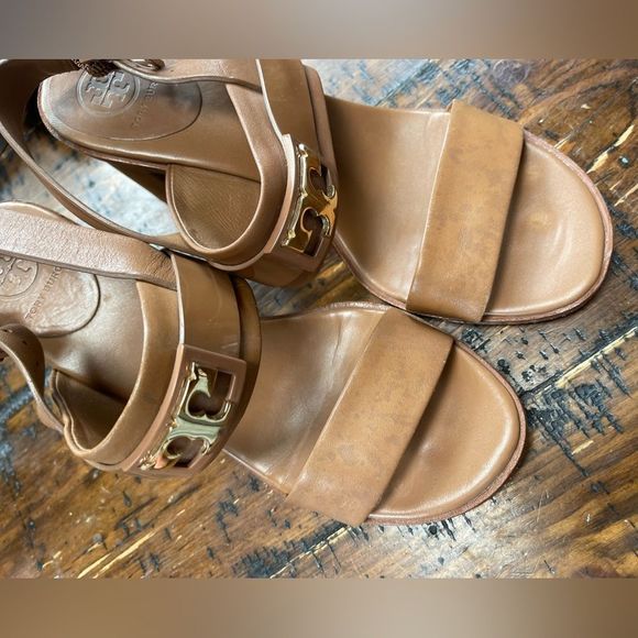 TORY BURCH GIGI 65MM TWO BAND SANDAL CALF LEATHER HEELS 7 EUC - Picture 5 of 6